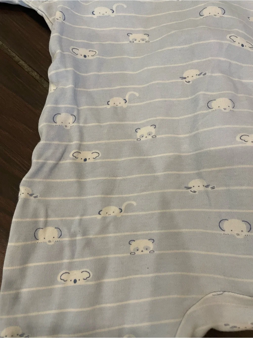 E=MC Easy Magnetic Light Blue Striped Baby One-Piece Footed Sleeper 3-6 Months